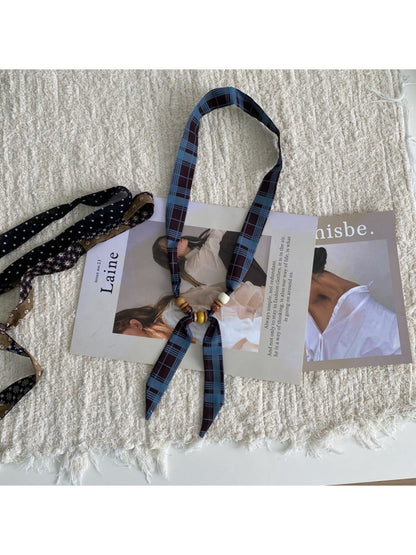 Scarvii Knotted Bead Detail Skinny Scarf