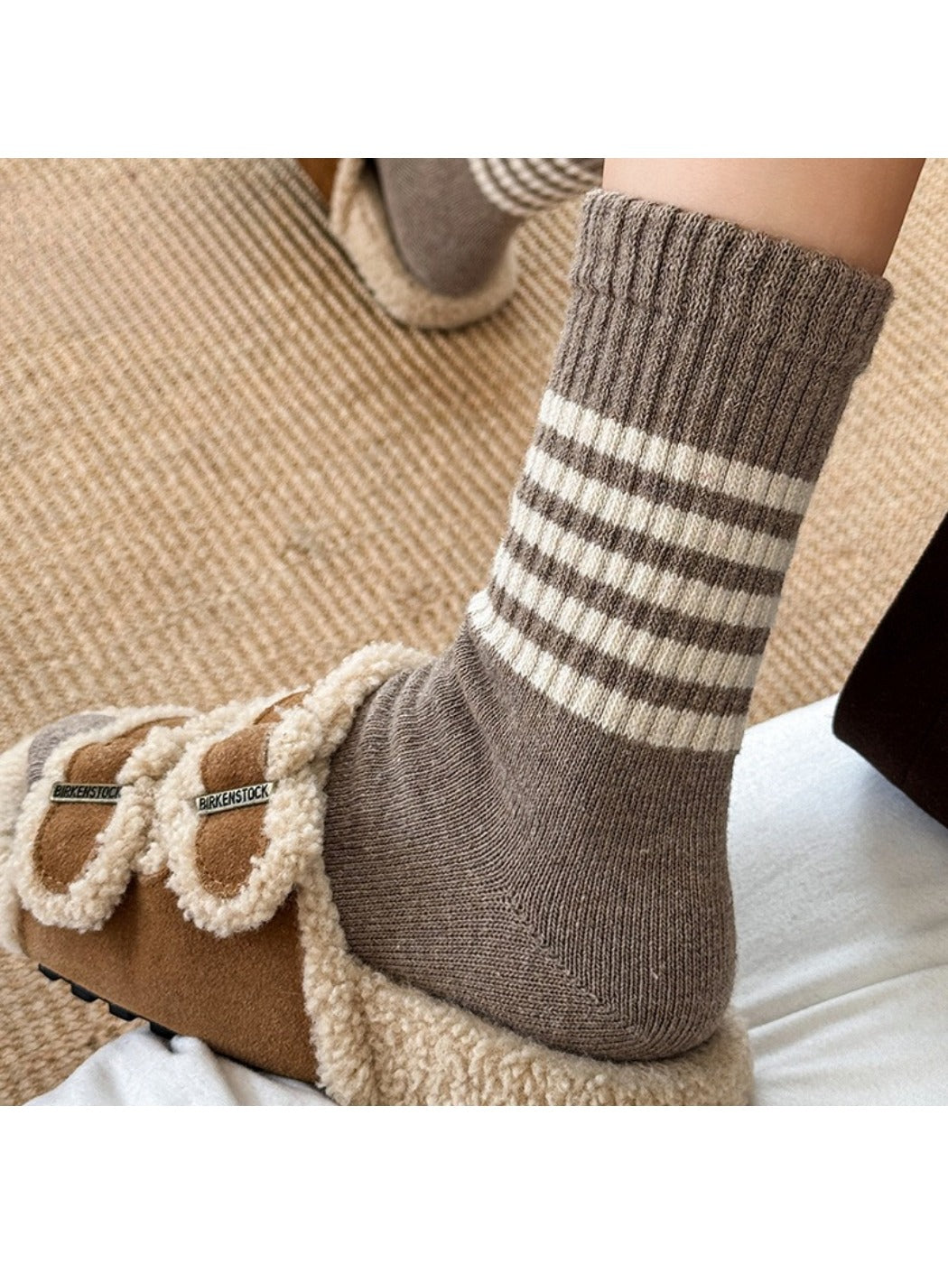 Rufia - Cozy Striped Mid-Calf Winter Socks