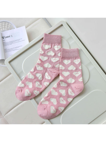 Rufia - Graphic Heart Pattern Crew Socks