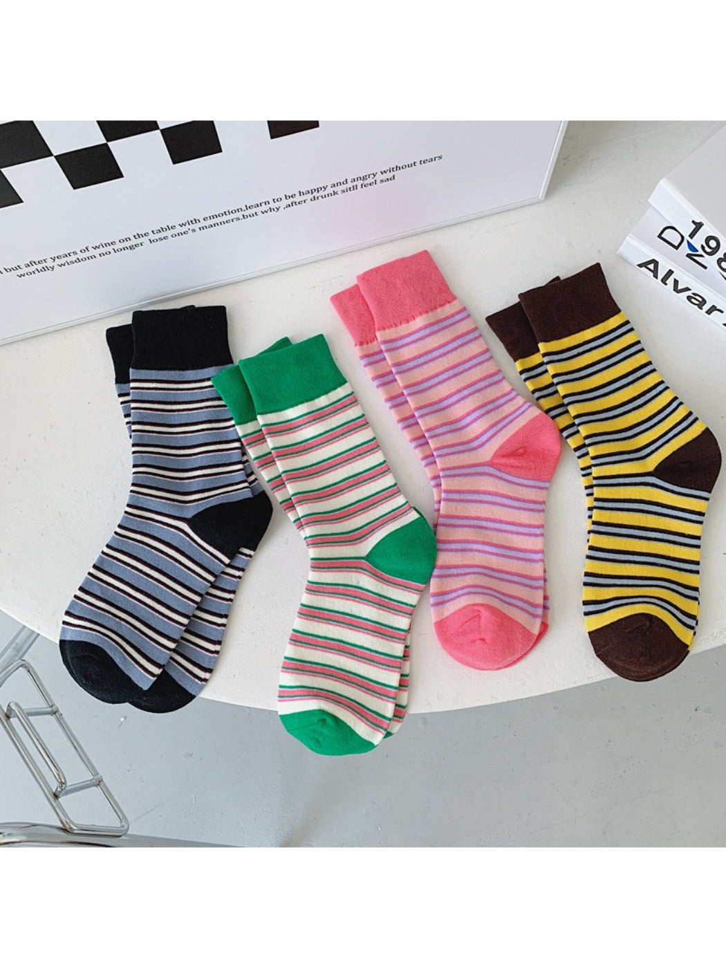 Rufia - Bright Stripe Knit Crew Socks