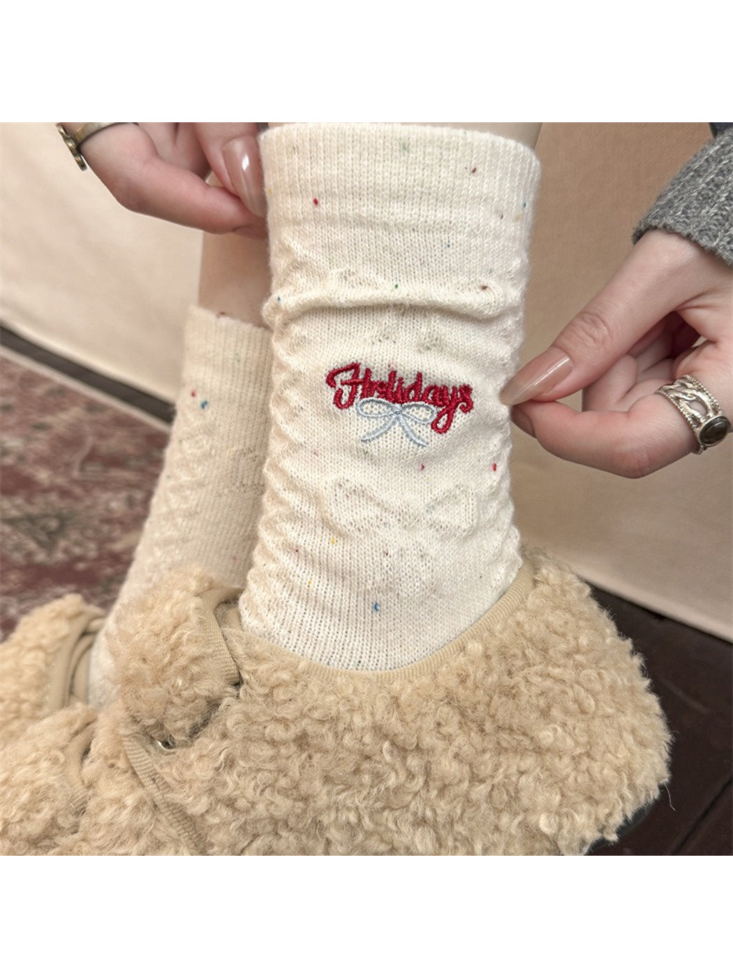 Rufia - Cute Bear & Stripe Knit Crew Socks product image 6