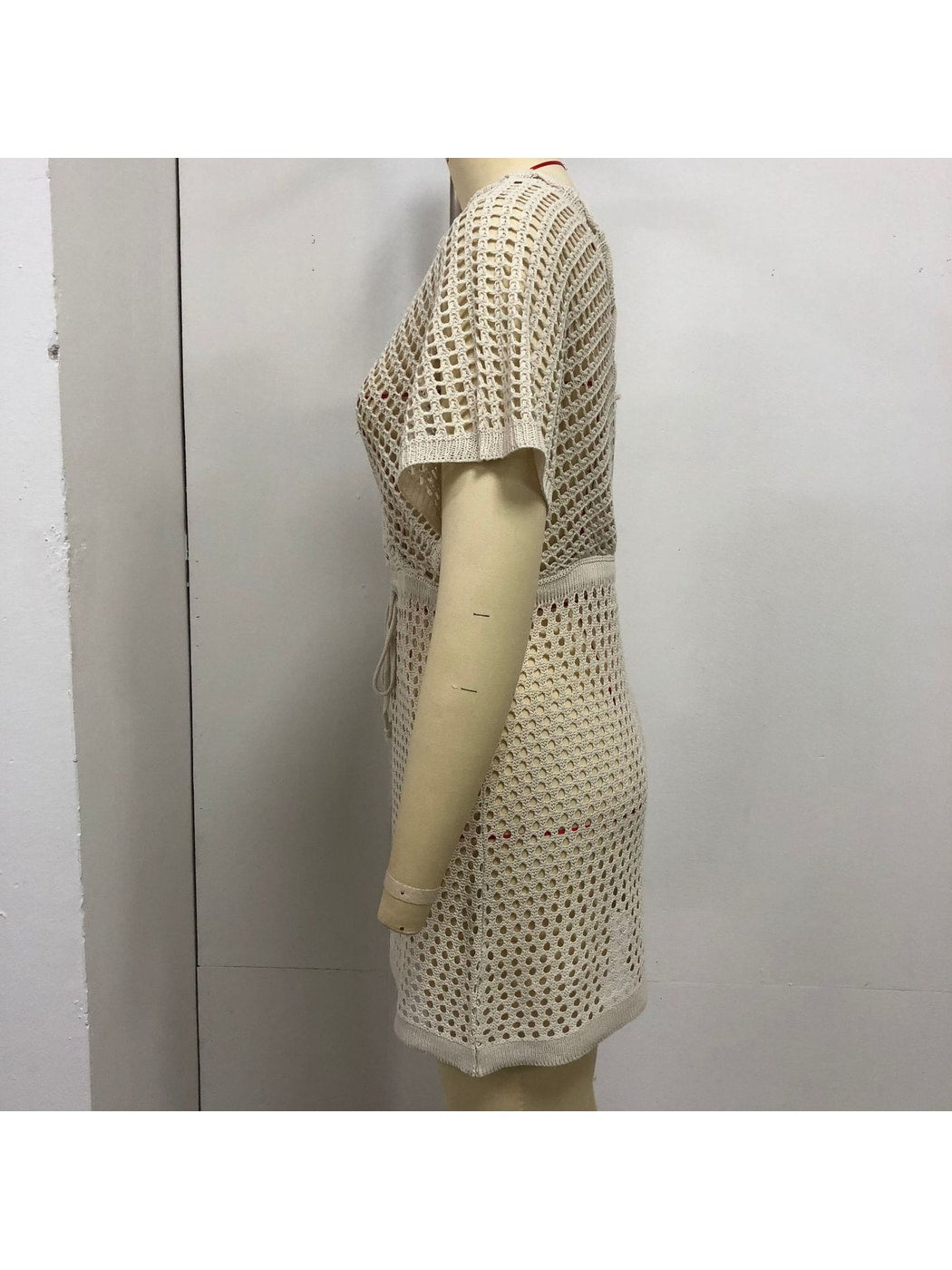 Crosa - Deep V Hollow Out Tie Front Beach Dress