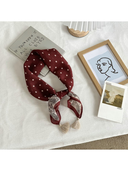 Scarvii - Polka Dot and Geometric Print Square Scarf
