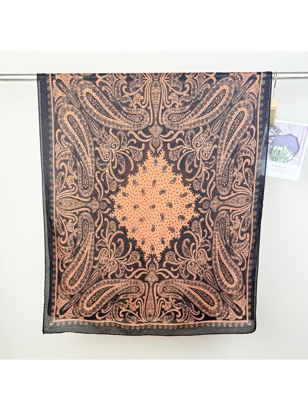Scarvii Classic Paisley Neck Scarf displayed flat highlighting full paisley print and colors