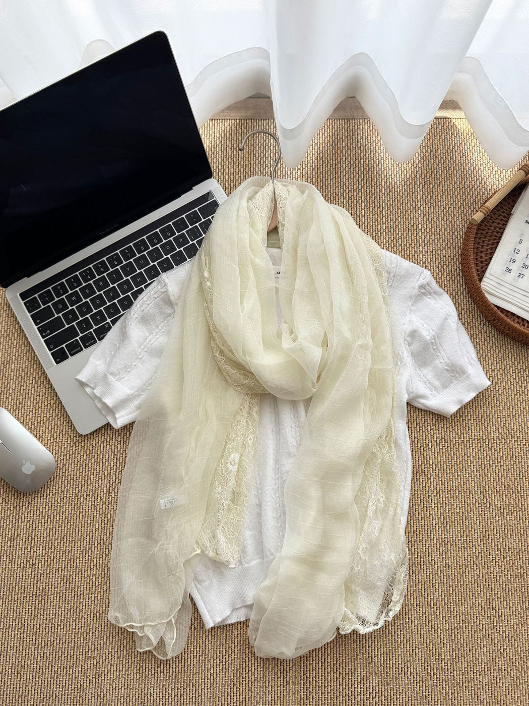 Scarvii - Lace Mesh Long Scarf