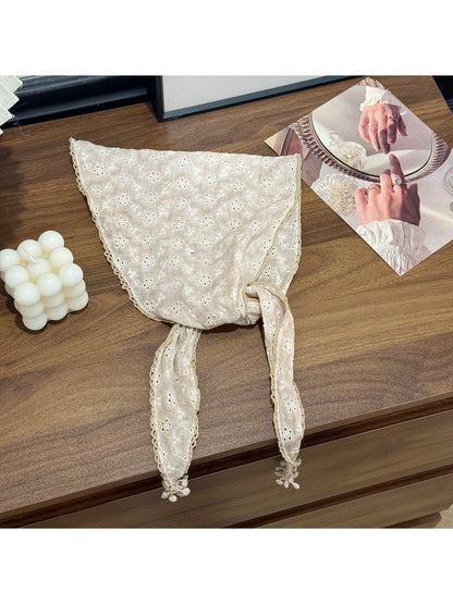 Scarvii - Floral Cutout Trim Triangle Bandana