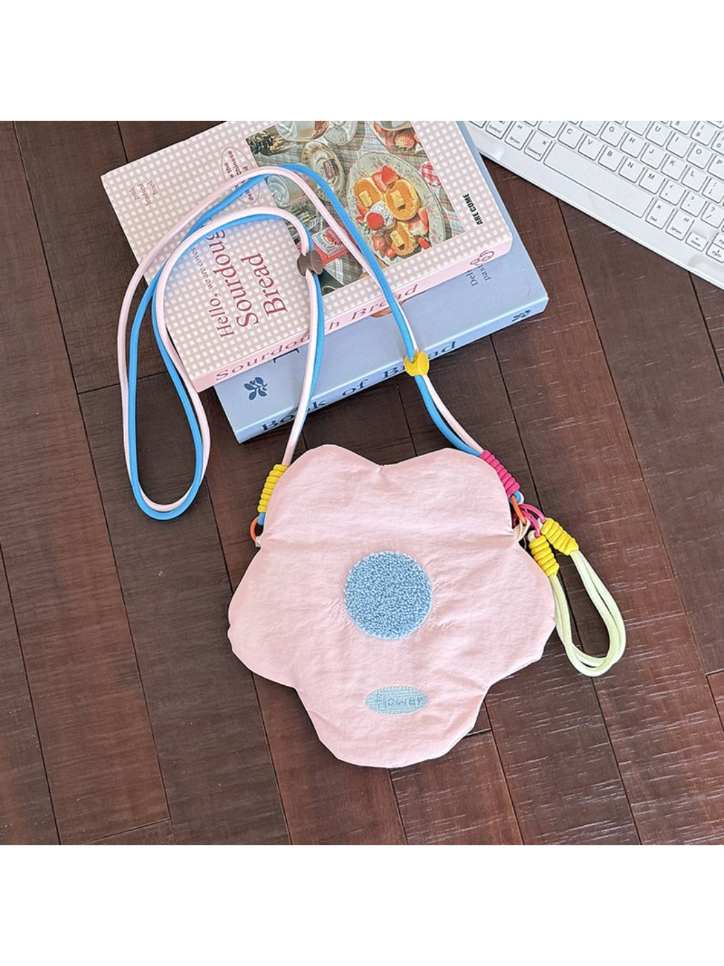 Inside view of Cosbai floral mini crossbody coin pouch with coin