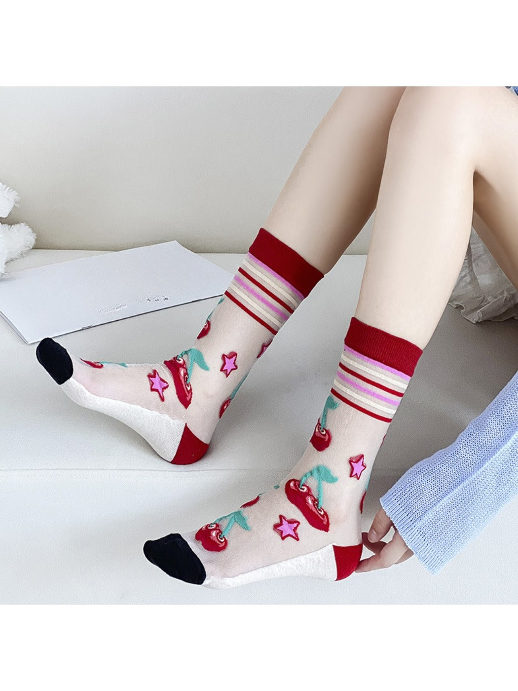 Rufia - Retro Cute Thin Mid-Calf Socks - Sweet & Breezy