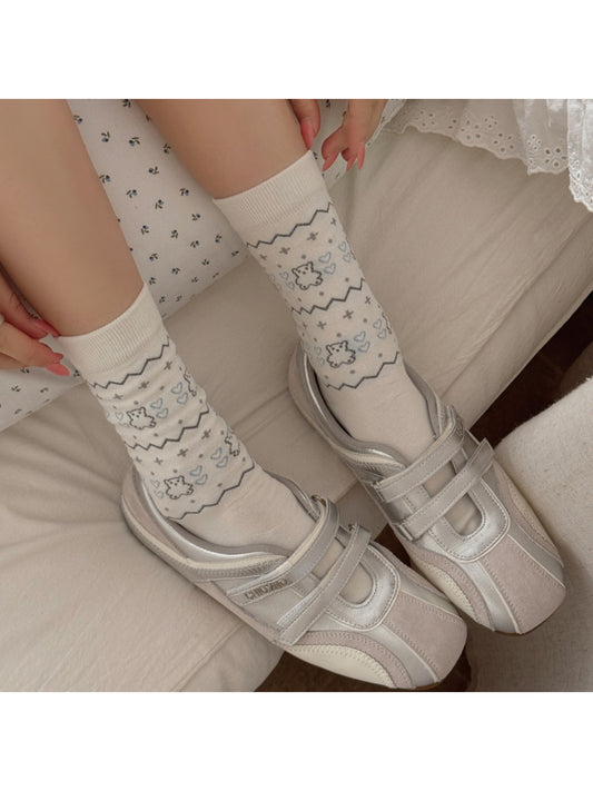 Rufia - Sweet Bear Heart Pattern Crew Socks product image 1