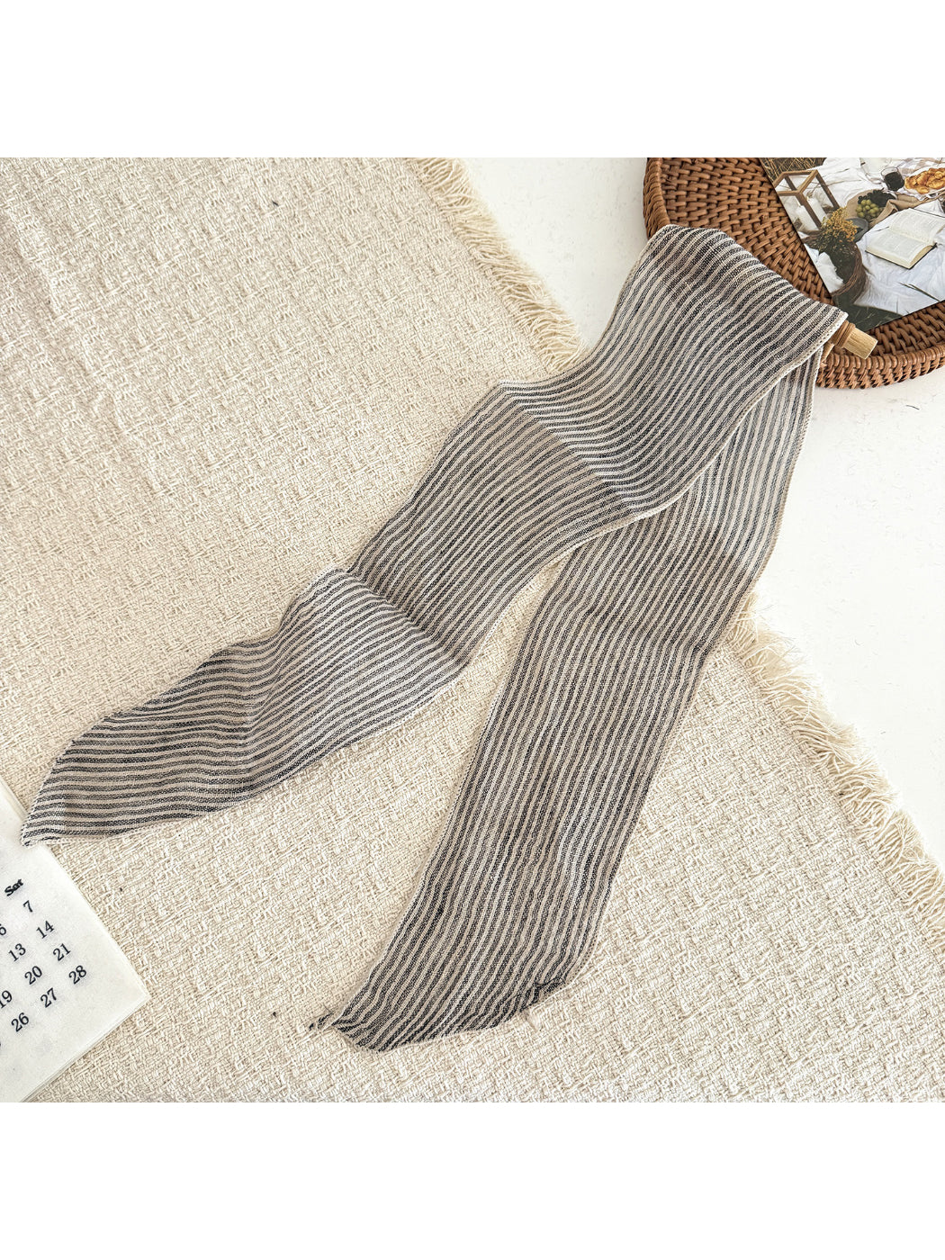 Scarvii - Plaid Sheer Skinny Scarf