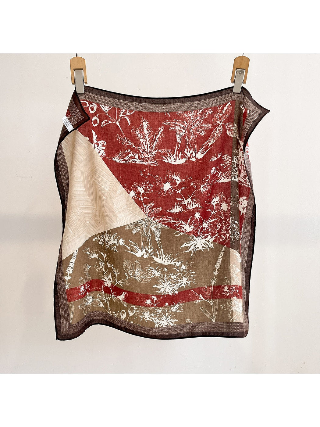 Scarvii - Elegant Plant Spliced Print Square Scarf