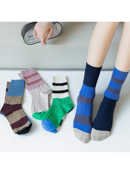 Rufia - Retro Stripe Crew Socks - Breathable & Stylish