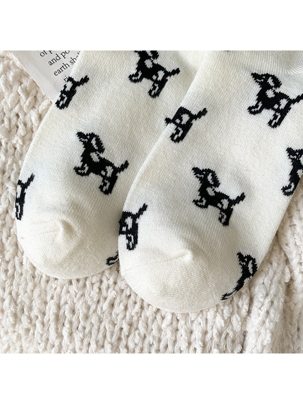 Rufia - Playful Dog Motif Crew Socks
