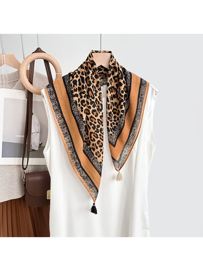 Scarvii - Classic Leopard Pattern Fashion Square Scarf