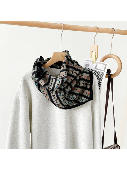Scarvii - Stripe Animal Print Square Scarf