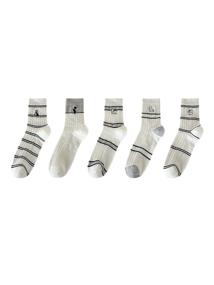 Rufia - Striped Animal Detail Crew Socks product image 4