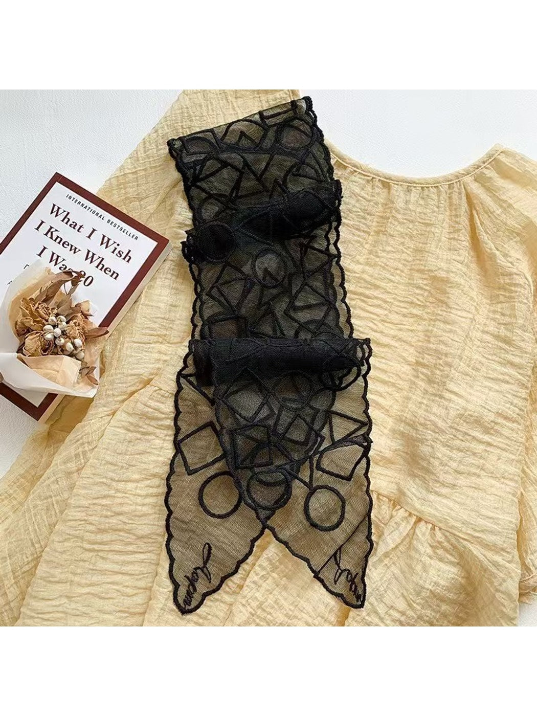 Scarvii - Embroidered Geometric Lace Scarf