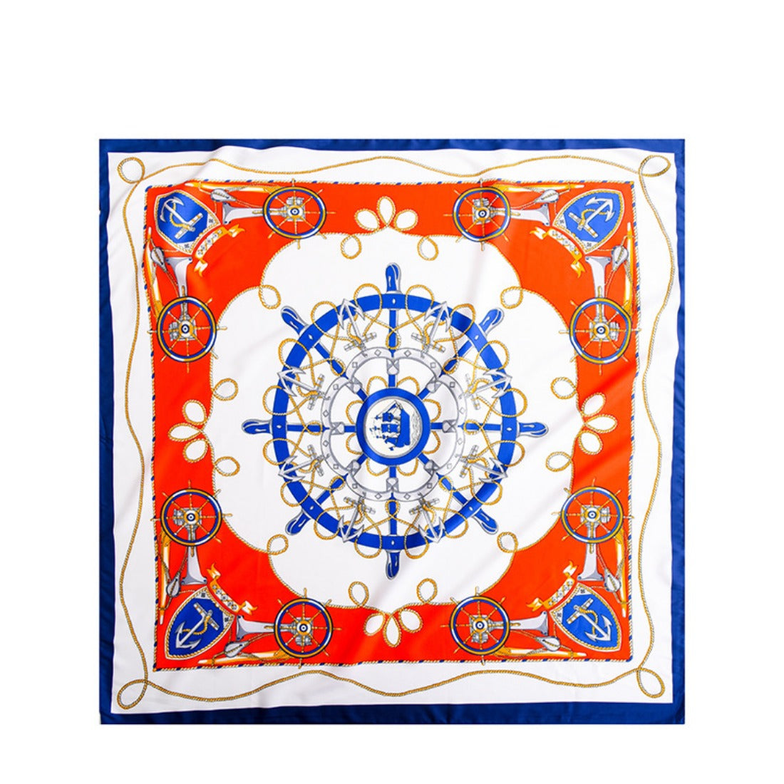 Scarvii - Colorful Nautical Wheel Pattern Square Scarf