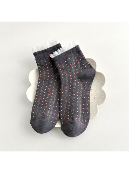 Rufia - Lace Stripe Floral Mid-Calf Socks product image 4