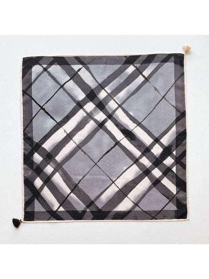 Scarvii - Vintage Diagonal Plaid Print Square Scarf