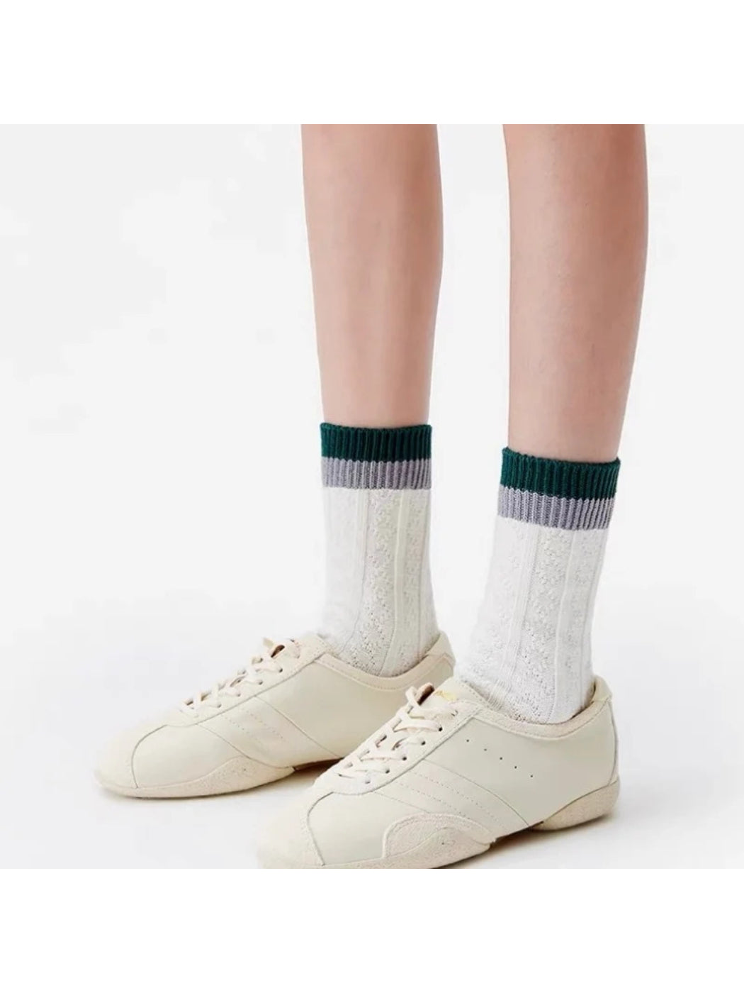 Rufia - Textured Geometric Panel Crew-Length Socks