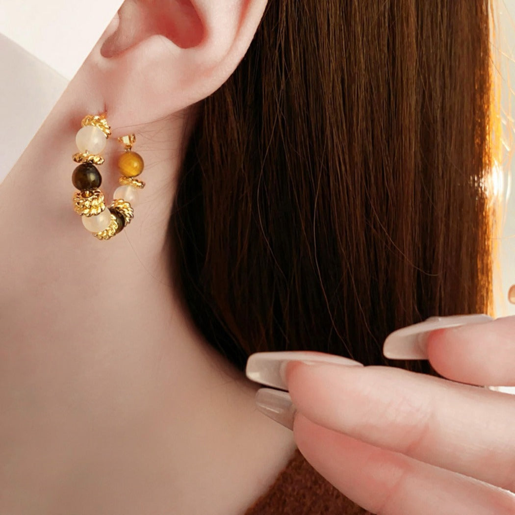 Earwish - Vintage Beaded Hoop Earrings - Chic & Dainty