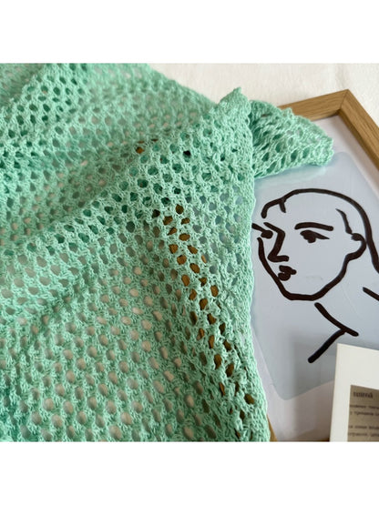 Scarvii - Openwork Knit Triangle Scarf