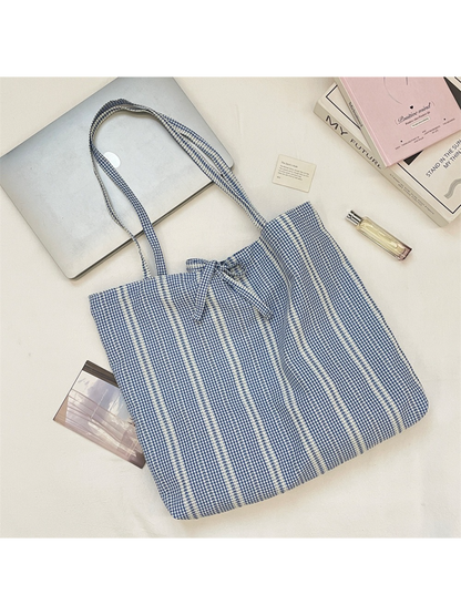 Cosbai - Gingham Check Shoulder Tote