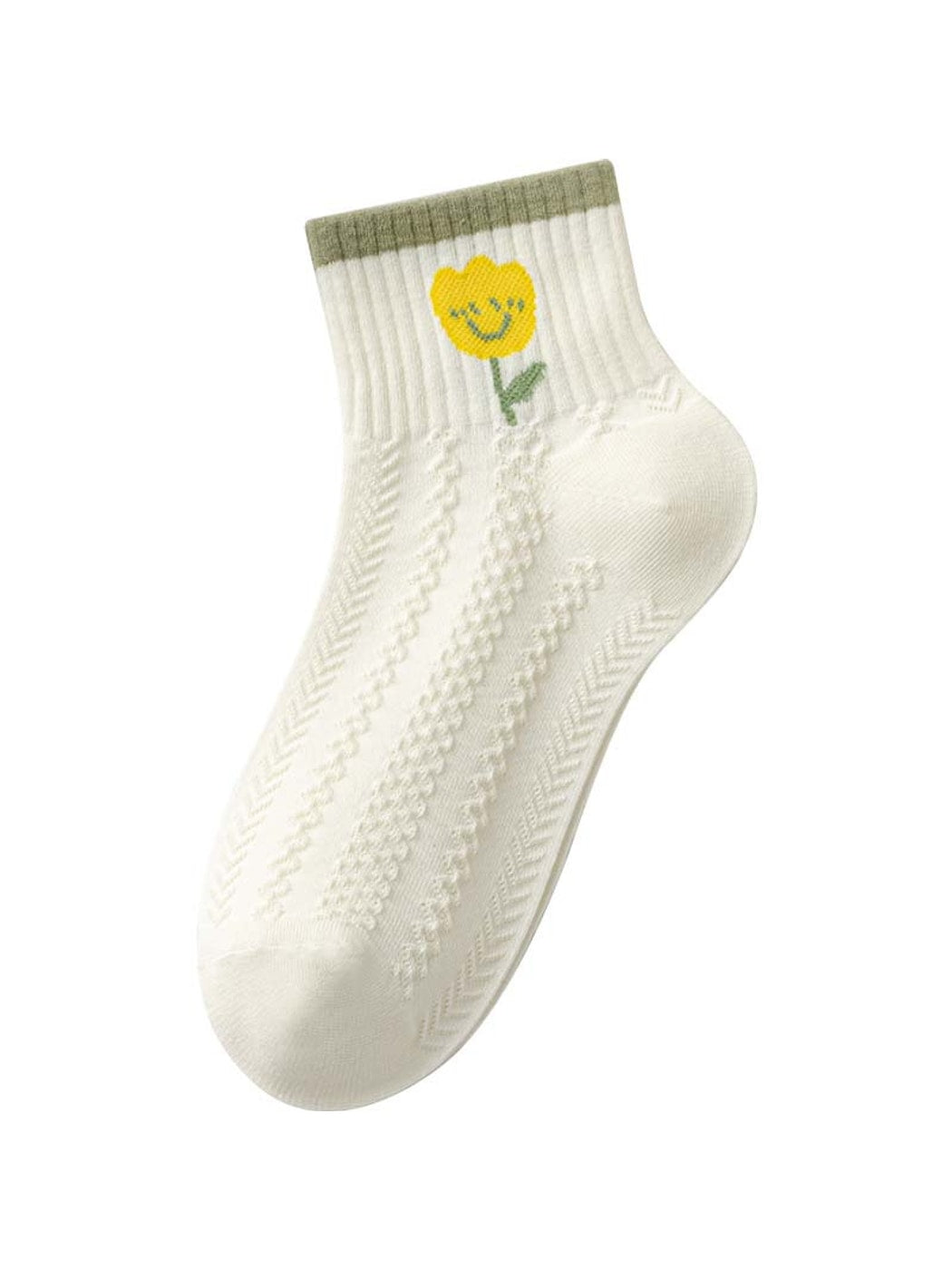 Rufia - Sweet Yellow Floral Pattern Ankle Socks