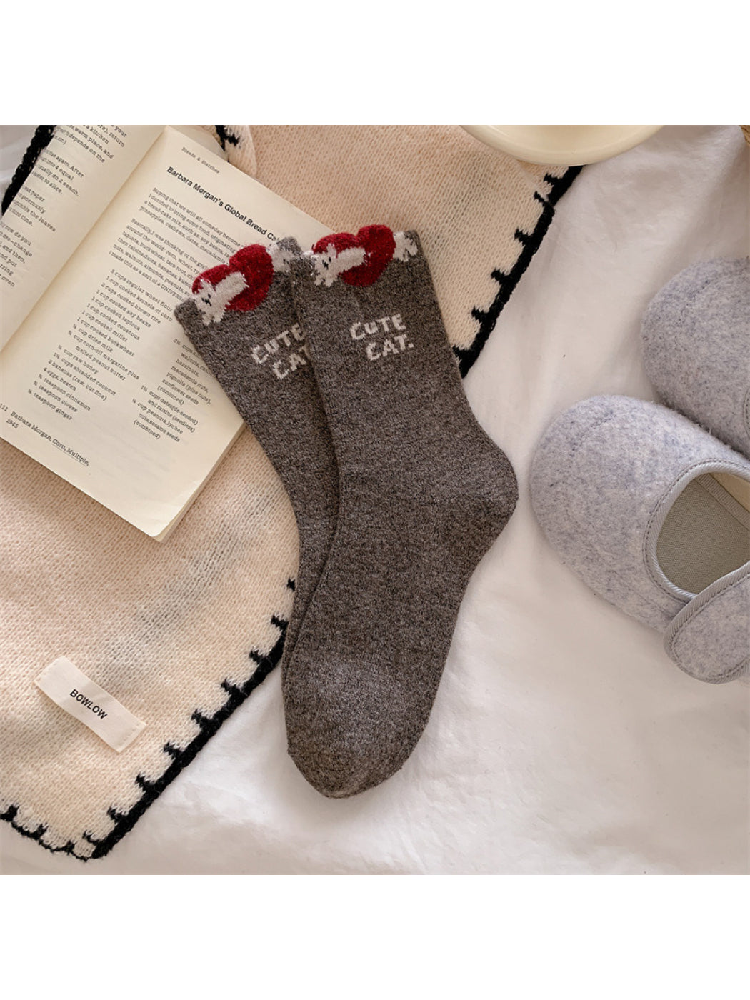 Rufia - Cute Cat Pattern Cozy Crew Socks
