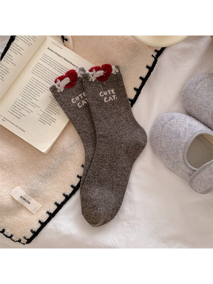 Rufia - Cute Cat Pattern Cozy Crew Socks