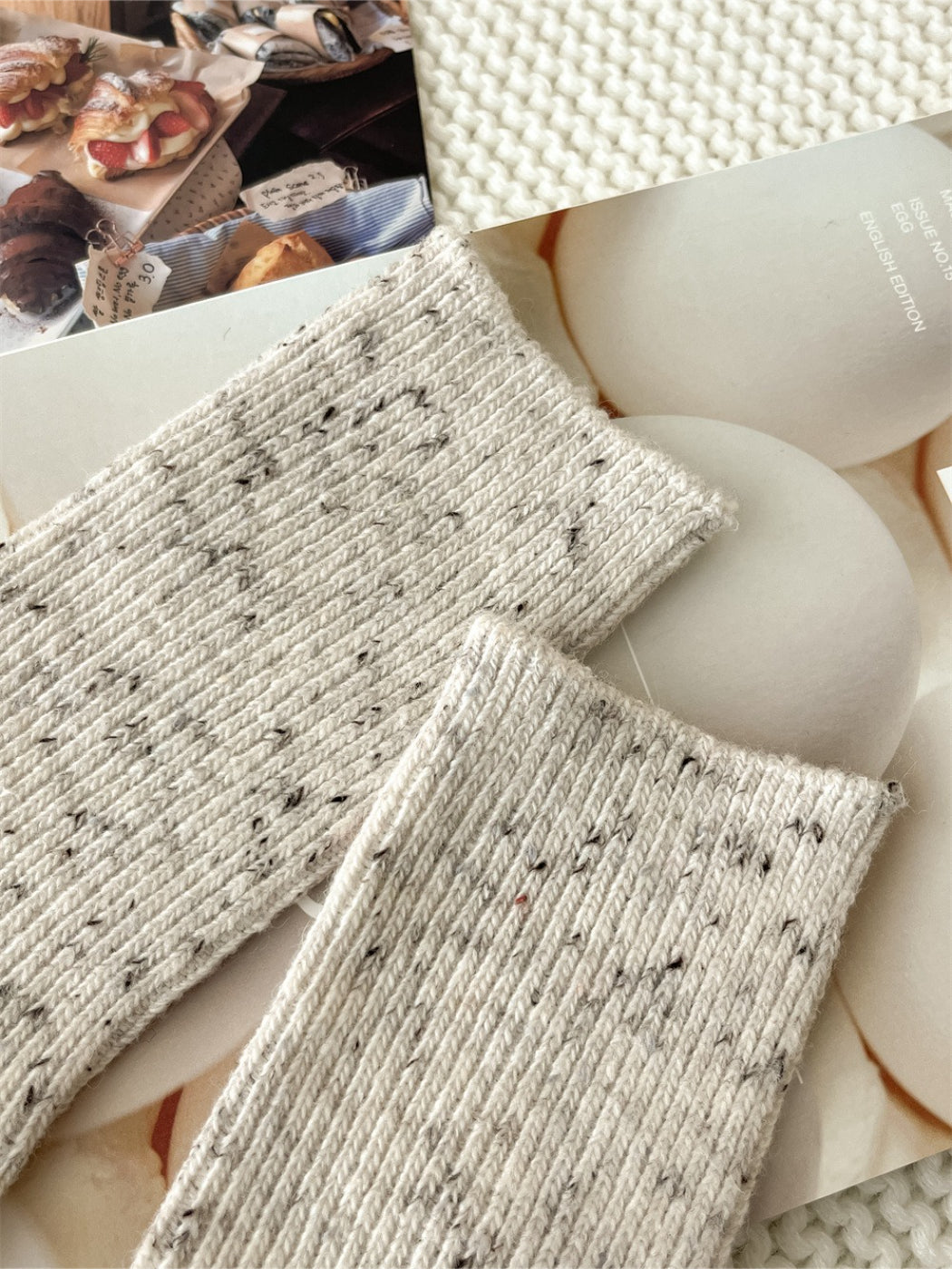 Rufia - Speckled Rib Knit Crew Socks