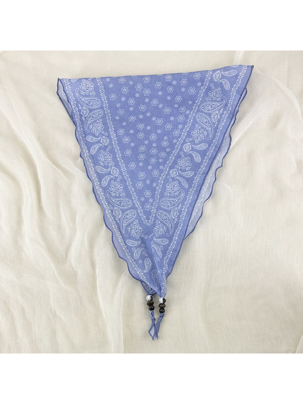 Scarvii vintage bandana headscarf styled as a headband on model