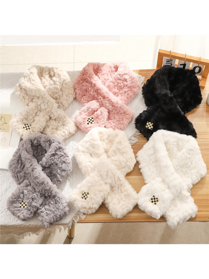 Scarvii - Checkerboard Fuzzy Pull-Through Scarf