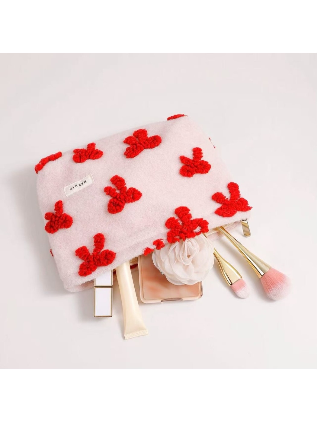 Cosbai - Bow Pattern Handheld Makeup Bag for Women