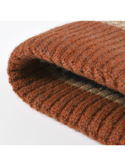 Haila - Colorblock Plush Lined Cuffed Knit Beanie