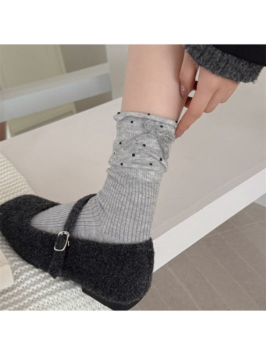 Rufia Ribbon Ruffle Dot Crew Socks product image