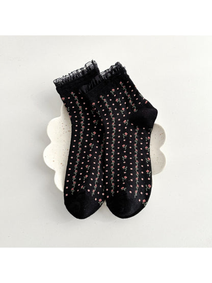 Rufia - Lace Stripe Floral Mid-Calf Socks product image 2