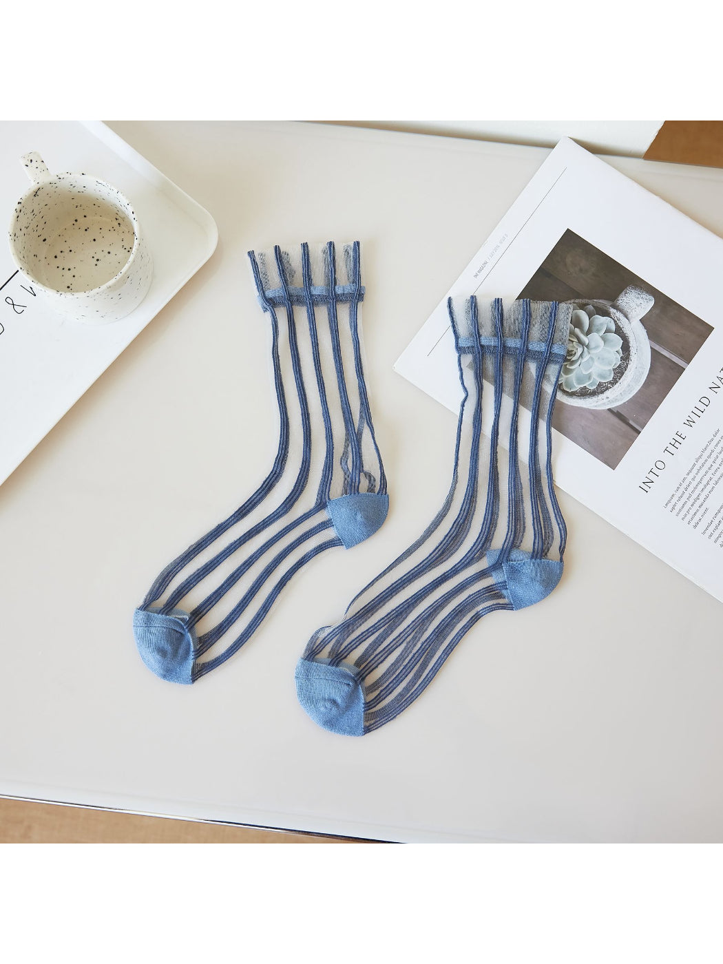 Rufia Sheer Stripe Panel Crew Socks product image 7