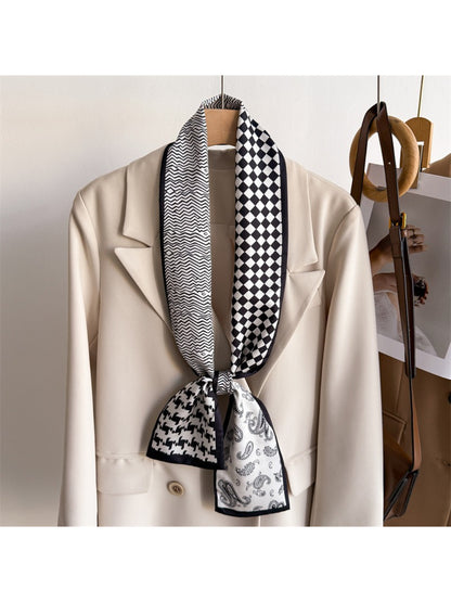 Scarvii - Patchwork Contrast Skinny Scarf