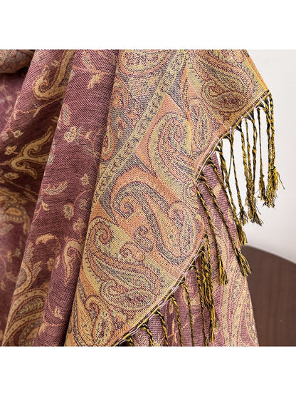 Scarvii - Vintage Paisley Print Fringe Scarf
