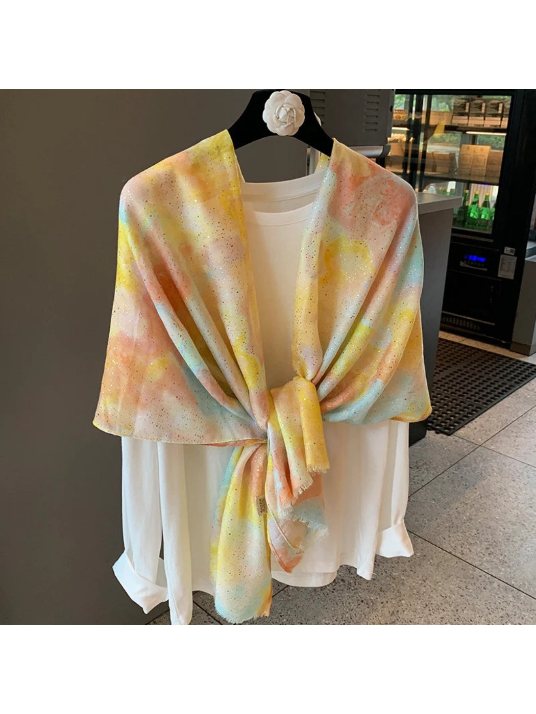 Scarvii - Abstract Watercolor Metallic-Speckled Scarf
