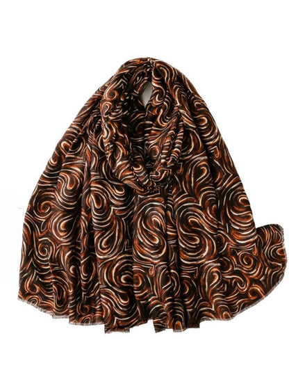Scarvii - Classic Scarf & Shawl with Gold Foil Wavy Pattern