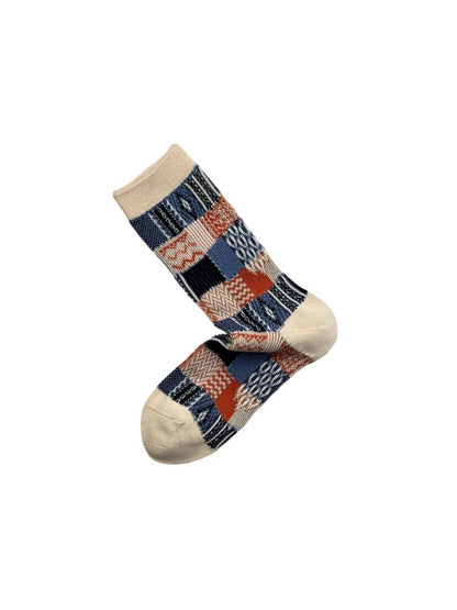 Rufia - Retro Plaid Colorblock Crew Socks