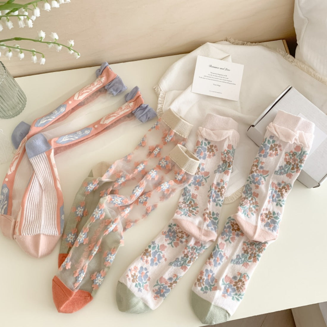 Rufia - Summer Floral Sheer Socks