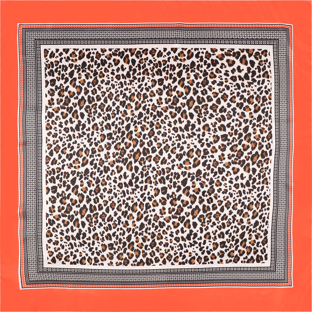 Scravii - Leopard Print Silk-like Scarf