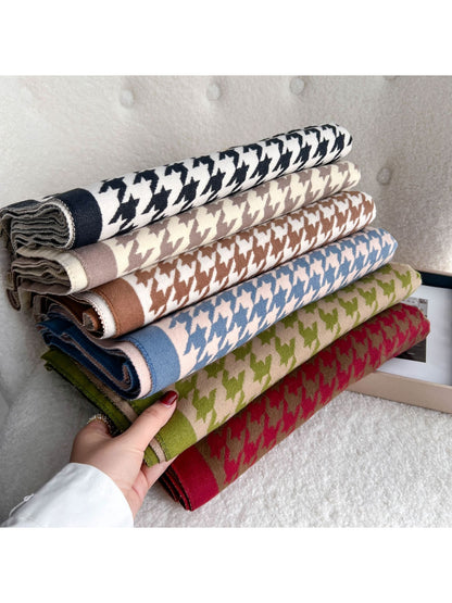 Scarvii - Retro Houndstooth Pattern Winter Scarf