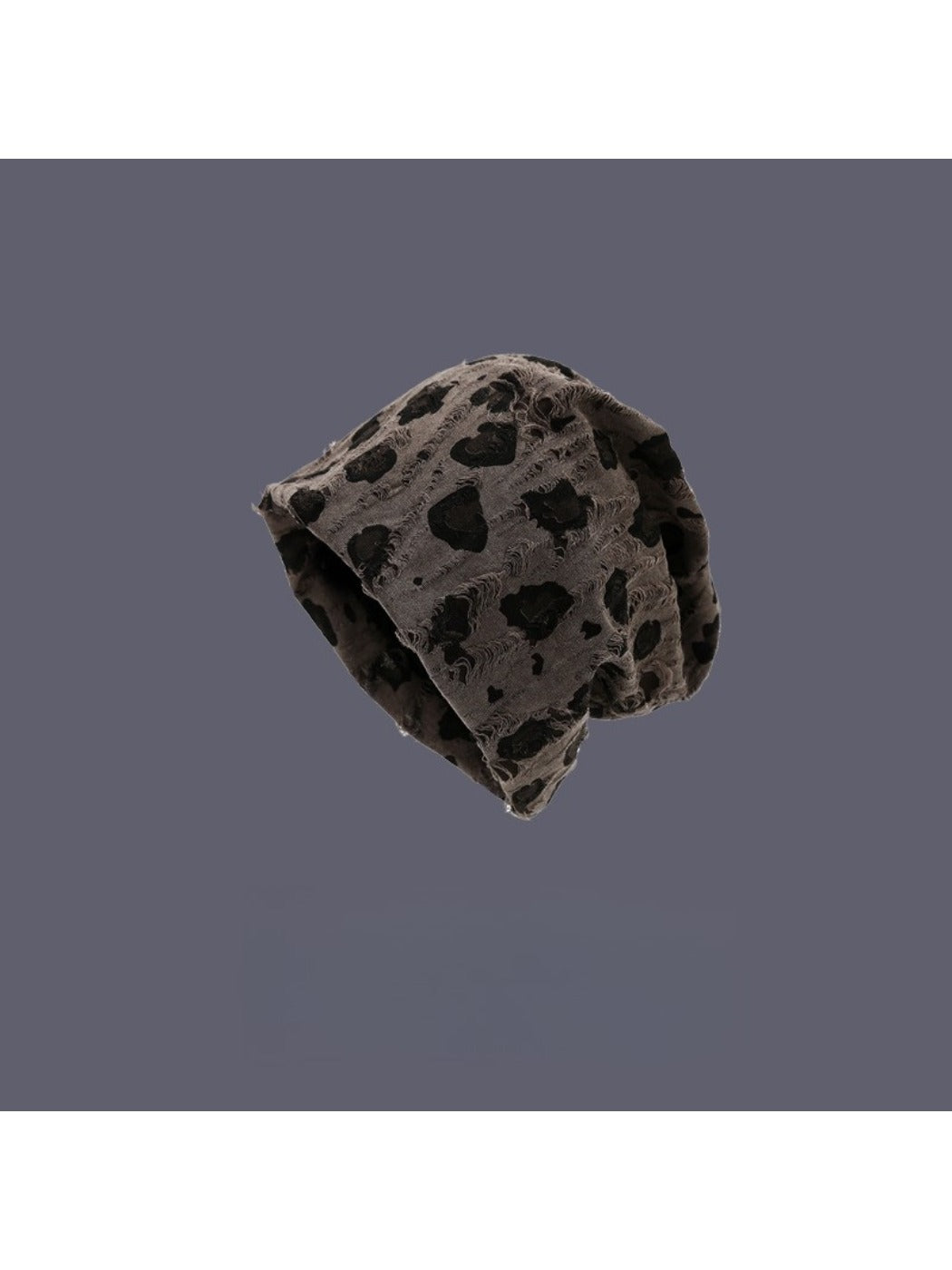 Haila - Vintage Distressed Slouch Beanie with Leopard Print