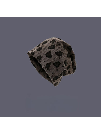 Haila - Vintage Distressed Slouch Beanie with Leopard Print