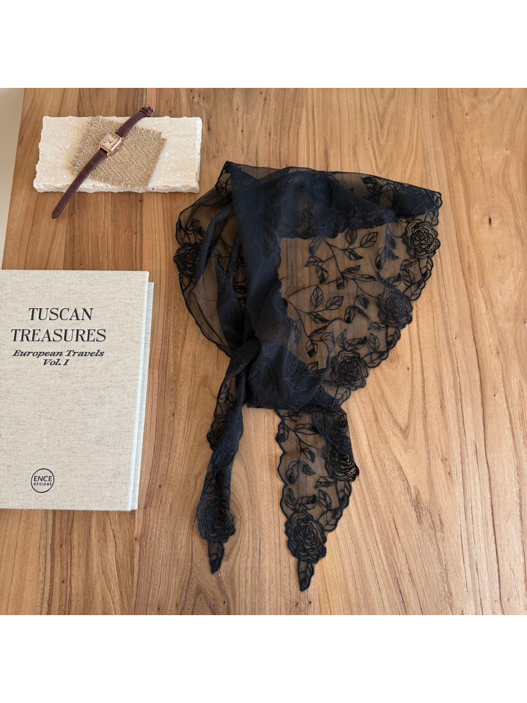 Scarvii - Rose Lace Triangle Scarf - image 5